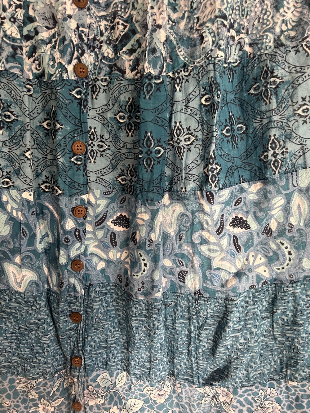 Vintage St. John's Bay Blue Patchwork Boho Maxi Skirt - Picture 2 of 6